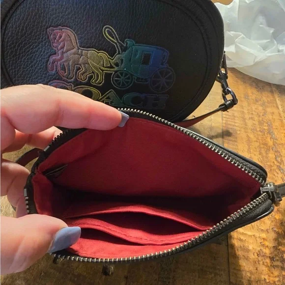 Coach Black Crossbody bag with rainbow horse and carriage and matching wristlet - Picture 3 of 3